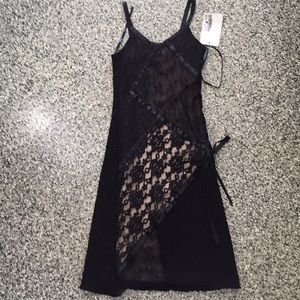 Nicole Miller black lace patchwork party dress